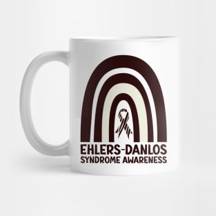 Ehlers-Danlos Syndrome Awareness Ribbon Black Boho Rainbow Mug